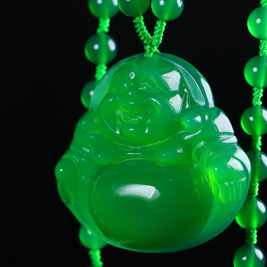 Natural icy green chalcedony Buddha pendant - 图片 2