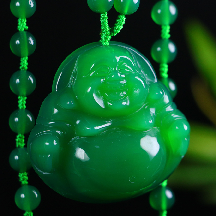 Natural icy green chalcedony Buddha pendant - 图片 3
