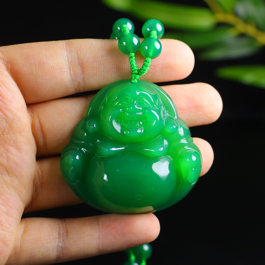 Natural icy green chalcedony Buddha pendant - 图片 5