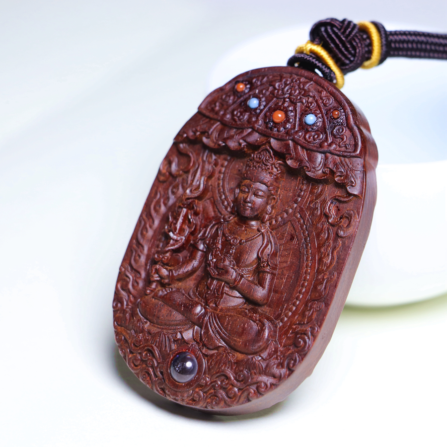 Natural old-growth small-leaf sandalwood Akasagarbha Bodhisattva pendant - 图片 4