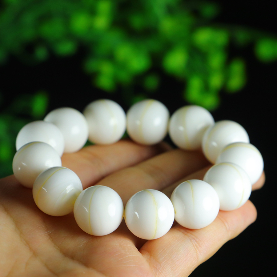 Natural deep-sea jade-like Buddhist prayer beads bracelet - 图片 5