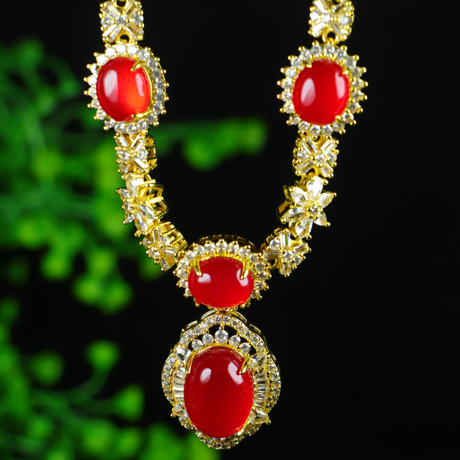 Luxury set inlaid with natural icy red agate - 图片 2