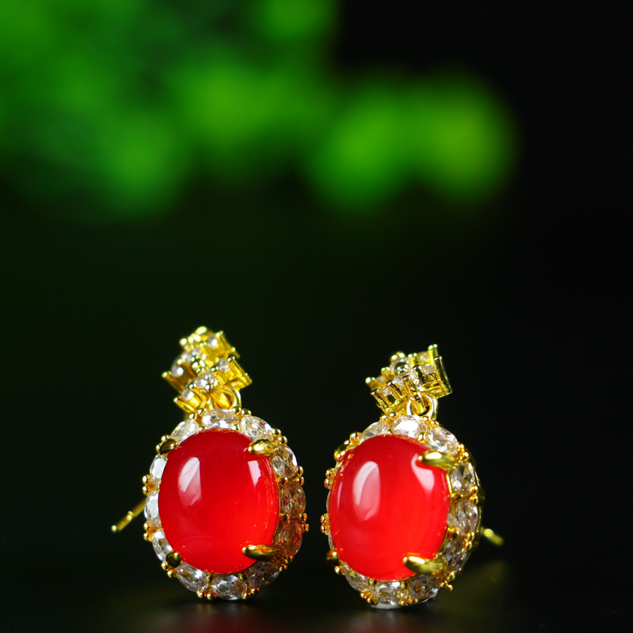 Luxury set inlaid with natural icy red agate - 图片 3