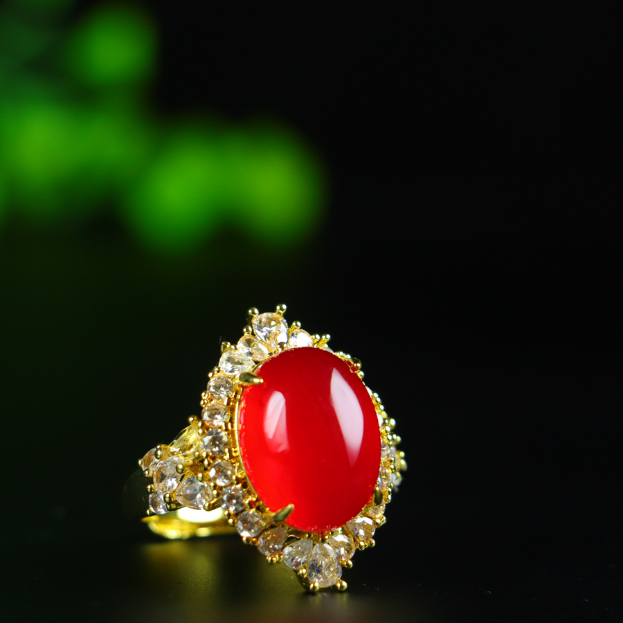 Luxury set inlaid with natural icy red agate - 图片 4