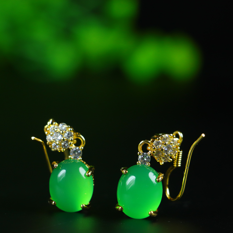 Luxury set inlaid with natural icy green agate - 图片 3