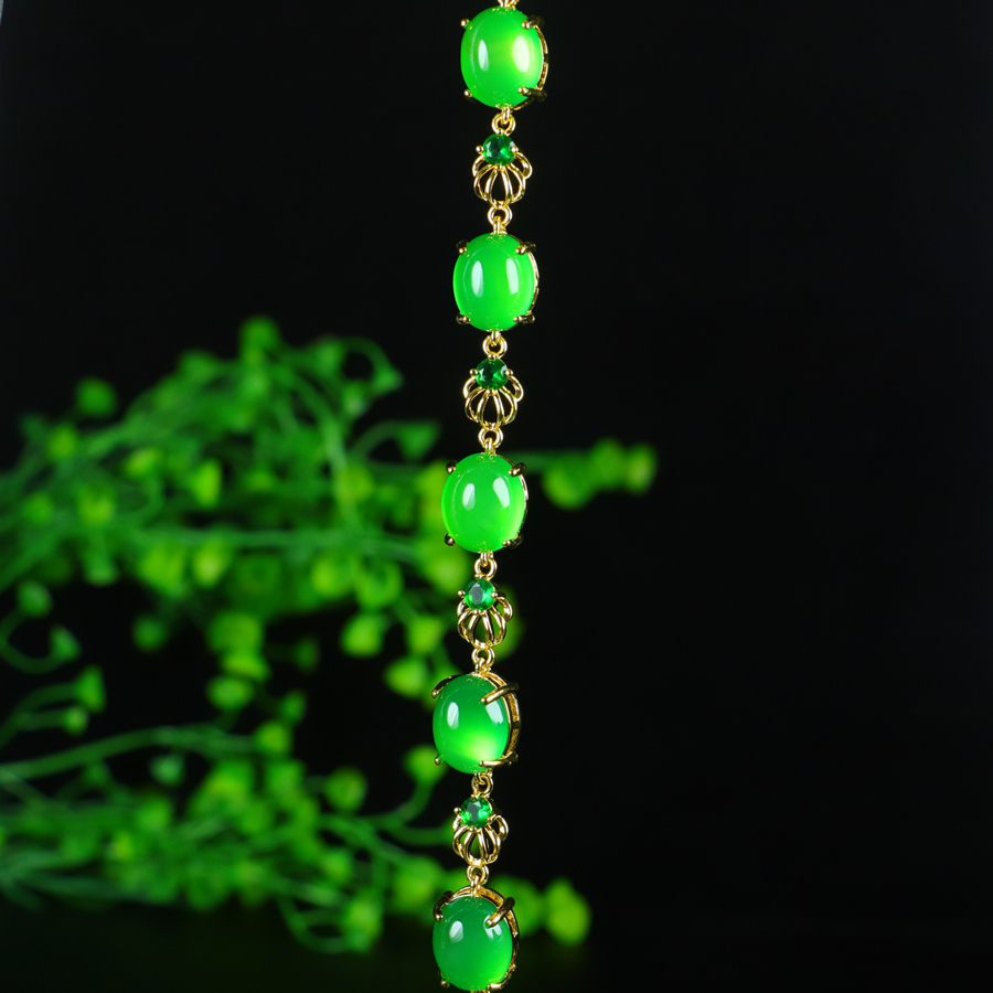 Luxury set inlaid with natural icy green agate - 图片 5