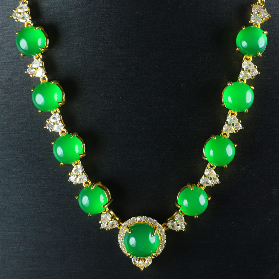 Luxury set inlaid with natural icy green agate - 图片 6