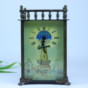 Vintage Fine Collection: Pure Copper Windmill Mechanical Clock Tabletop Decoration