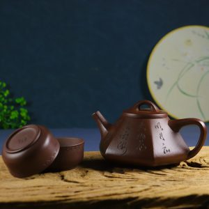 Master Collection: "Eight Directions Stone-Pitched" Set of Purple Clay Teapots