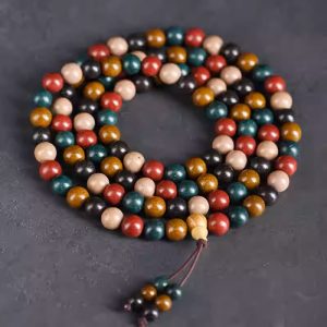 Five Elements Treasure Combination Incense Beads Bracelet Hand Chain Natural Chinese Herbal Incense Handmade Combination Incense Beads Buddhist Prayer Beads Neck Chain Souvenir