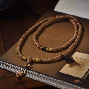 印度老山檀香木个性复古尸陀林主108颗佛珠文玩手串持珠念珠手链