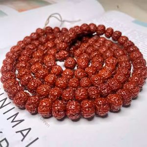 High-quality machine-polished jadeized diamond-shaped菩提子 bracelet or necklace with 5 sections and 108 beads, each 9-14mm. Buddhist prayer beads for the neck.